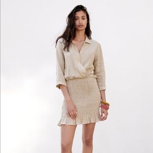 Zara Linen Long Sleeve Mini Dress